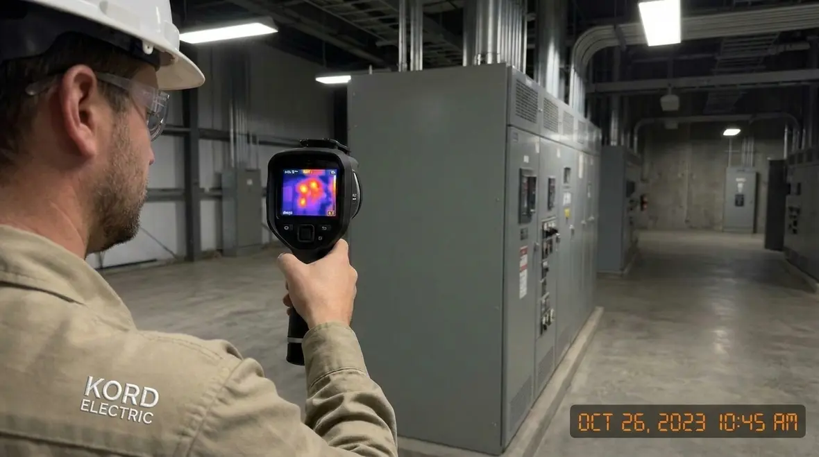 Infrared scan highlighting energy losses in commercial electrical distribution