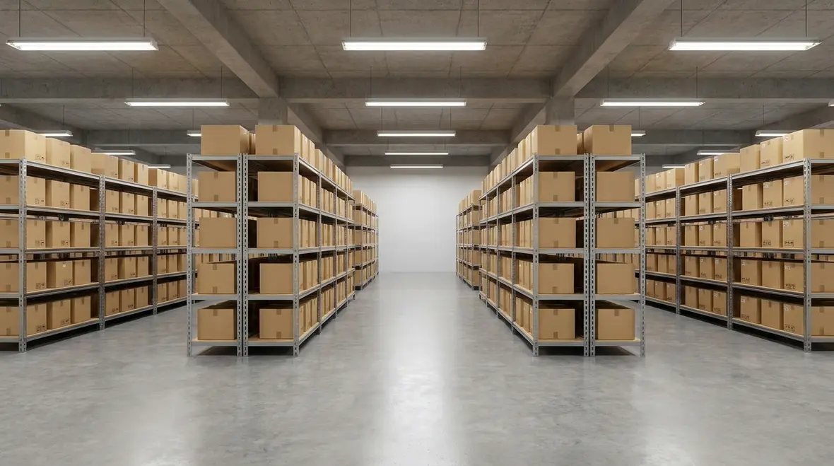 Warehouse LED retrofit technicians assessing existing lighting in a commercial facility