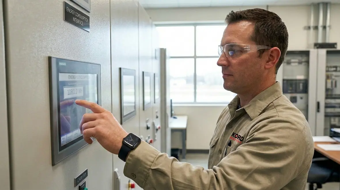Technicians configuring Smart Building Electrical Systems in an industrial facility
