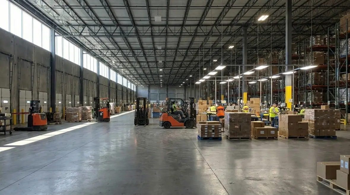 Smart lighting controls reducing energy waste in a commercial facility