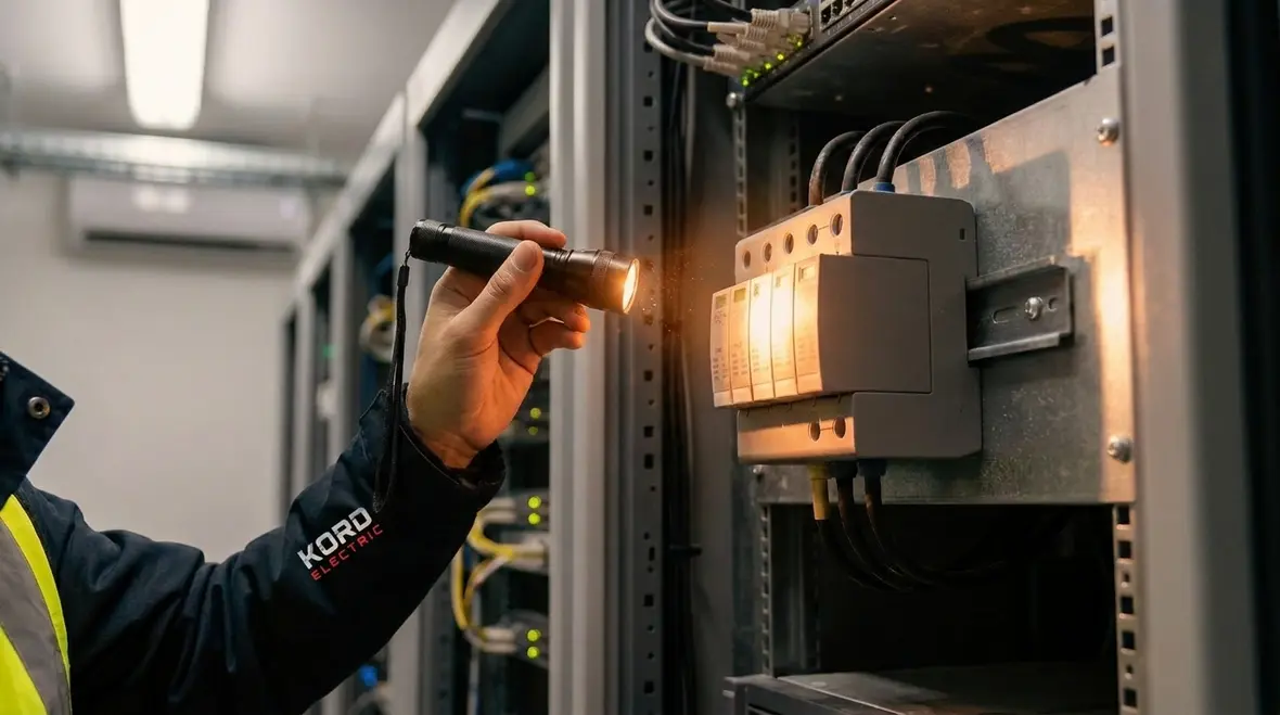 Surge protection devices installed in a commercial electrical panel