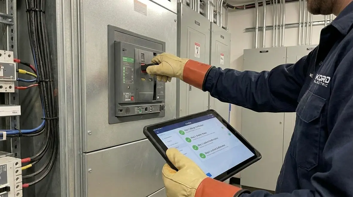 Documented switching and verification steps for commercial emergency power planning