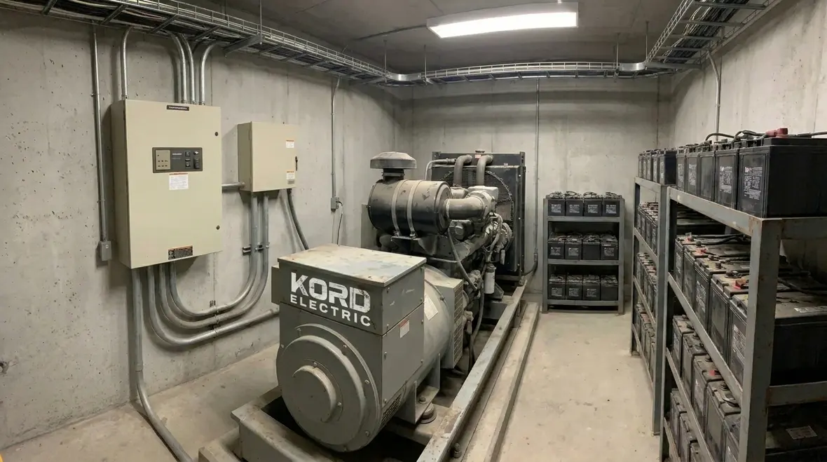 Commercial electrical backup power system integrated into building infrastructure