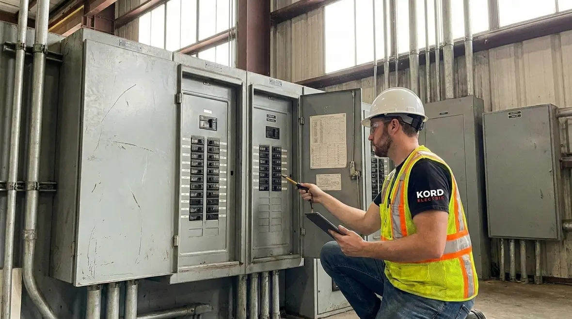 Engineers reviewing a facility one-line diagram for business continuity power planning