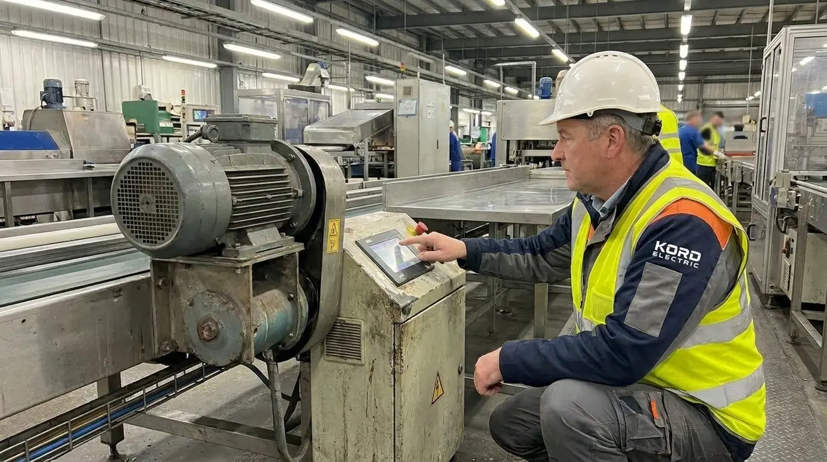 Power quality analyzer connected to industrial electrical panel