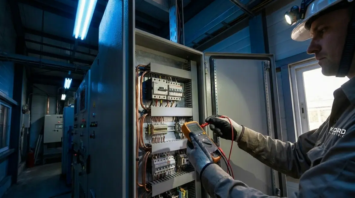 Commercial electrical panels and life safety circuits under inspection