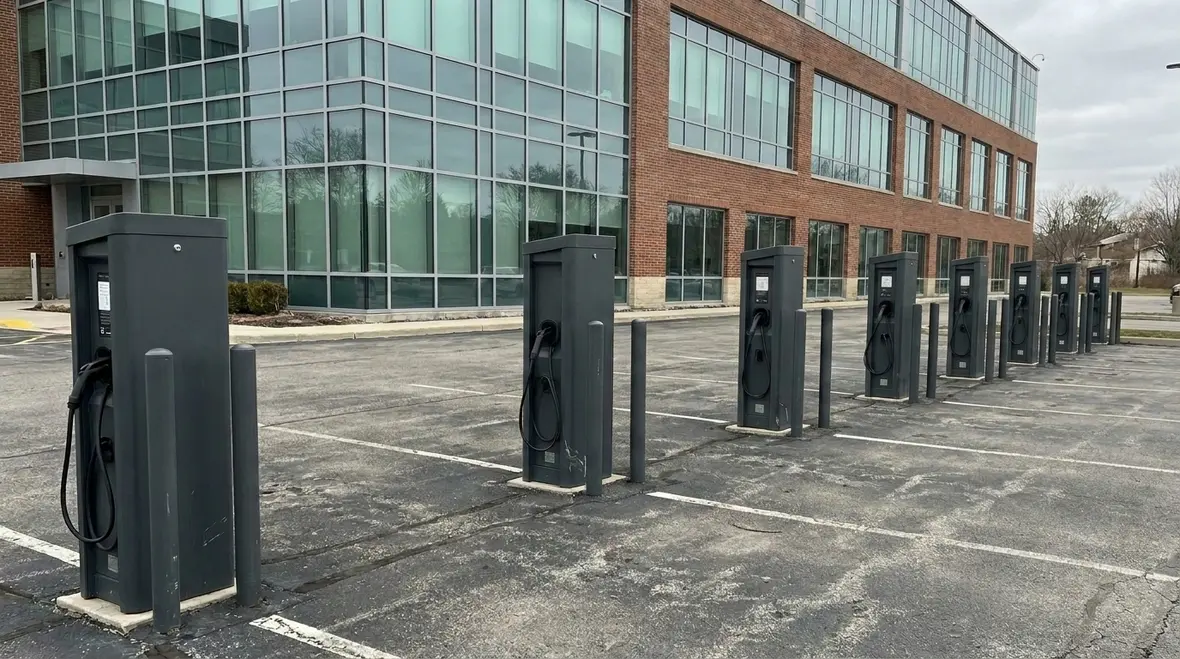 Commercial EV charging infrastructure installed at a business facility