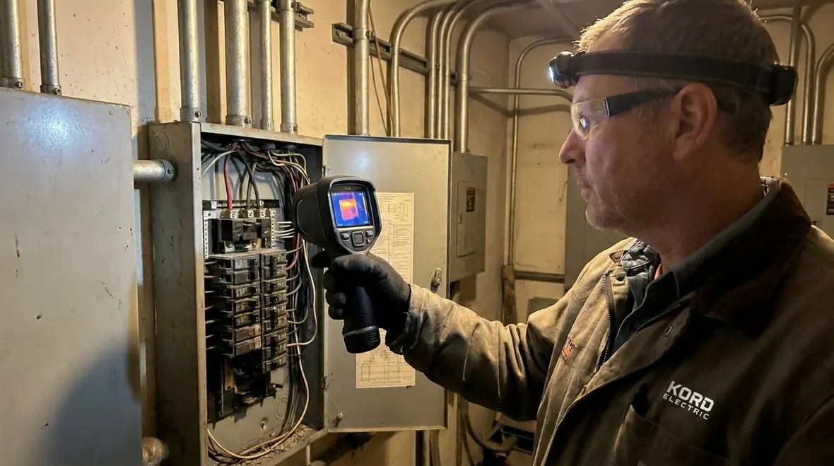 Commercial building protected against power surges and lightning events