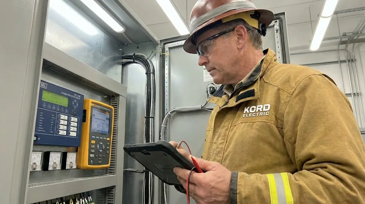 Power quality testing and protection coordination review in a commercial electrical room