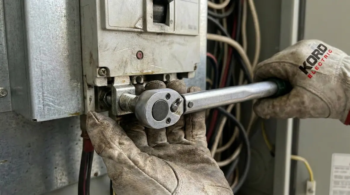 Testing commercial electrical equipment with professional measurement tools