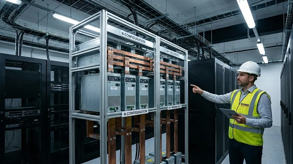 Independent power paths and redundant distribution for a commercial data center