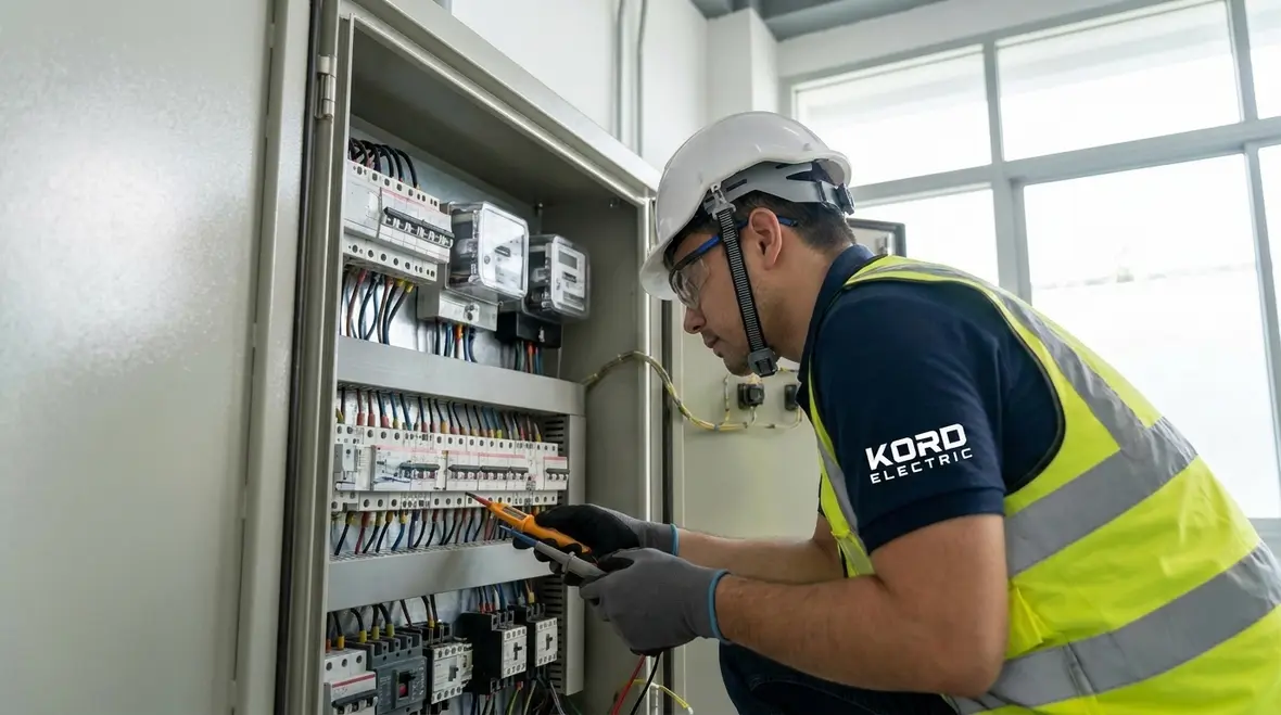 Commercial electrical load balancing work inside a main distribution room