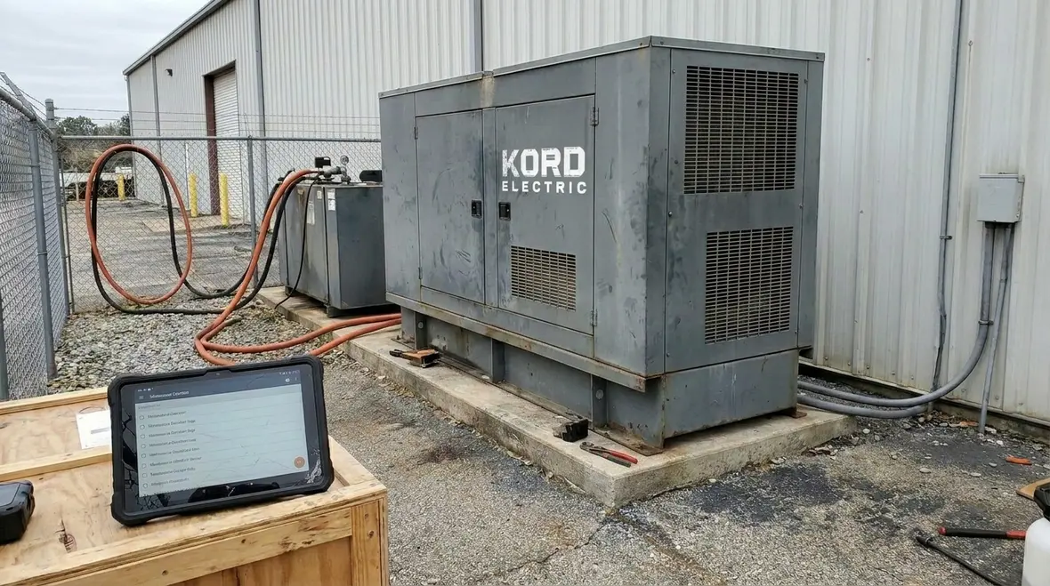Monitoring screens showing commercial backup power system performance trends