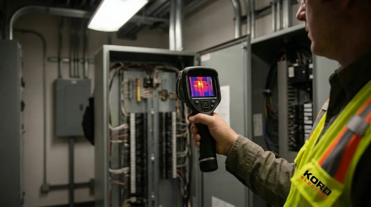 Thermal imaging of a commercial electrical panel under load