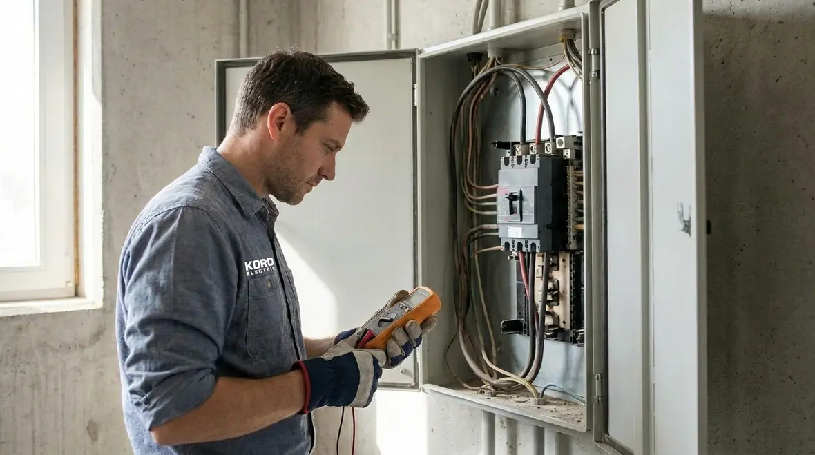 Commercial electrical panel showing early warning signs during inspection
