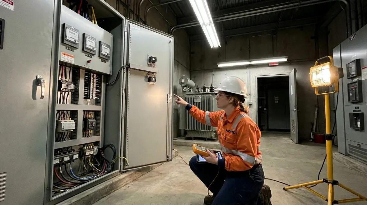 Engineers performing a commercial facility load study
