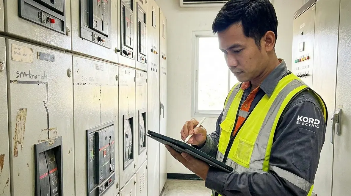 Commercial switchgear inspected during a preventive electrical audit