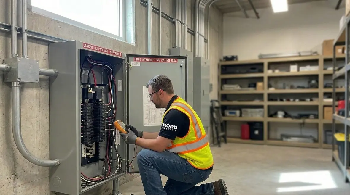 Engineer performing load calculations for a commercial electrical subpanel