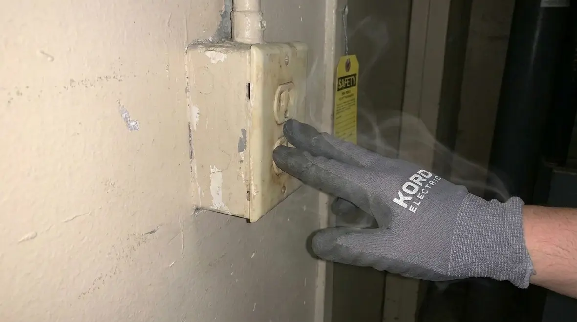 Thermal inspection of warm electrical outlets and panels in a commercial facility
