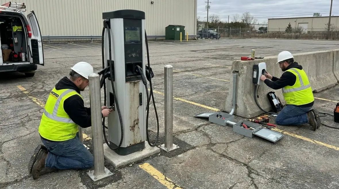 Different commercial EV charger types for employee, customer, and fleet duty cycles