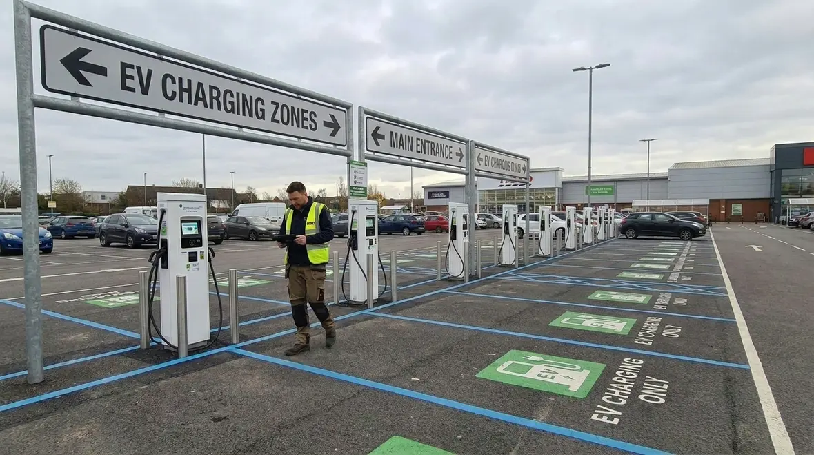 Commercial EV charging layout and parking design