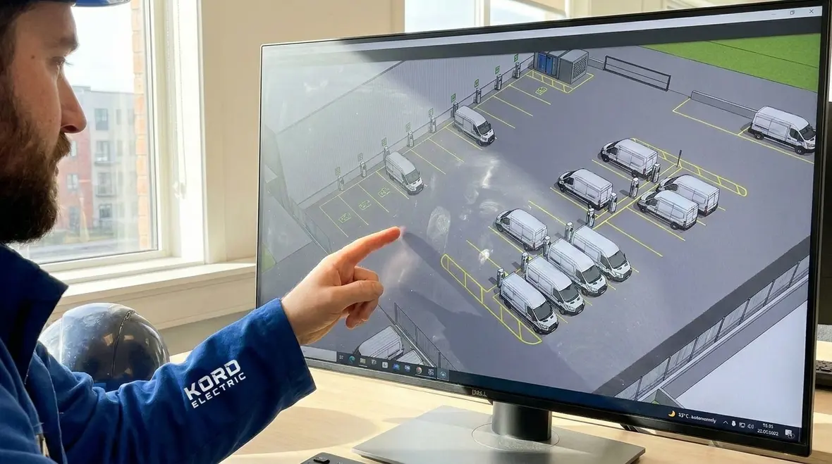 Site planning diagram for commercial EV charging stations