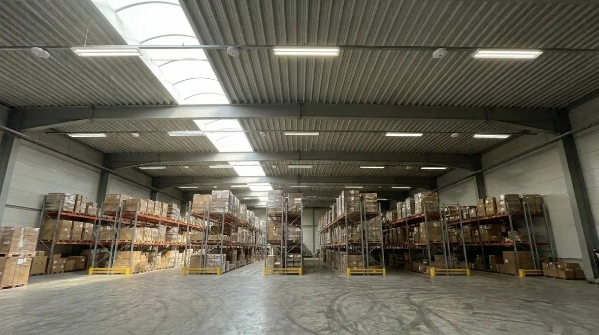 Industrial facility with modern lighting controls in operation