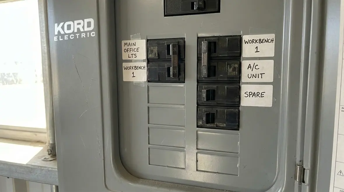 Crowded commercial electrical panel requiring subpanel expansion
