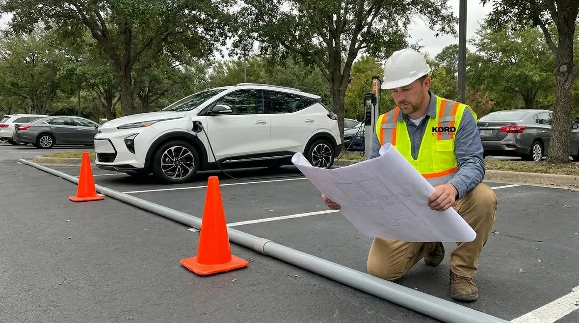 Engineered layout for commercial EV charging stations