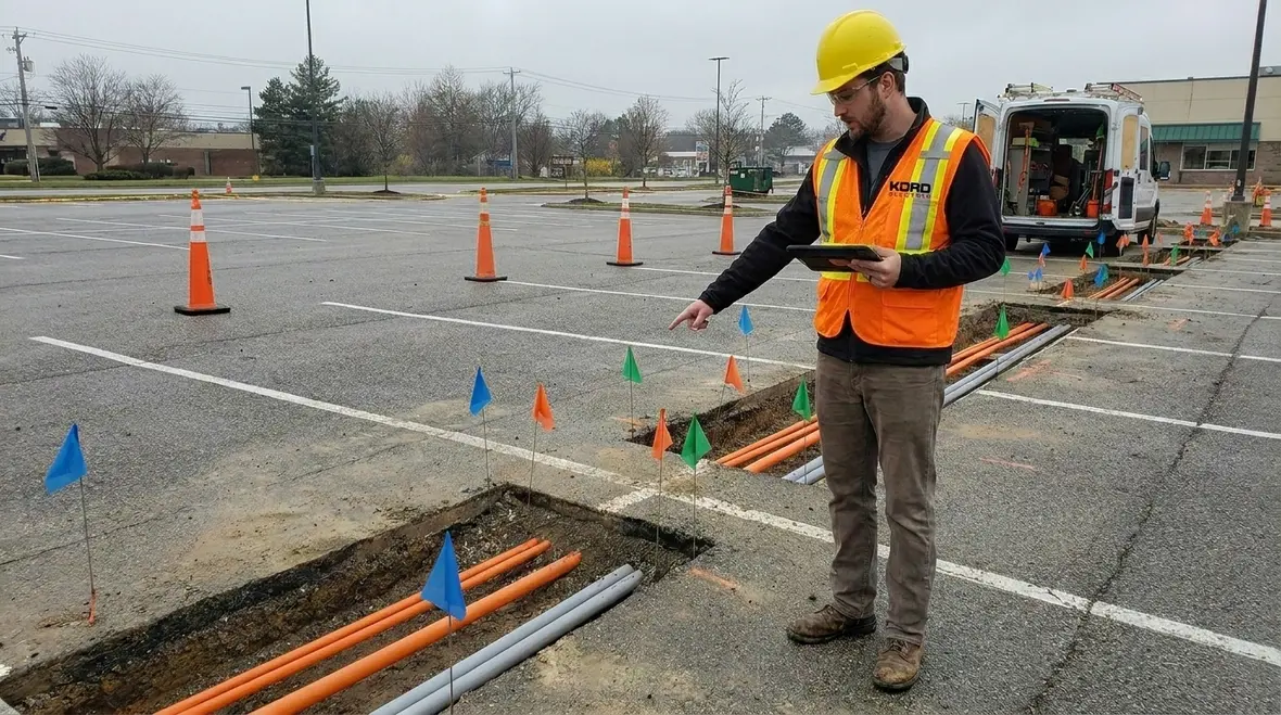Scalable commercial EV charger layout across a major property
