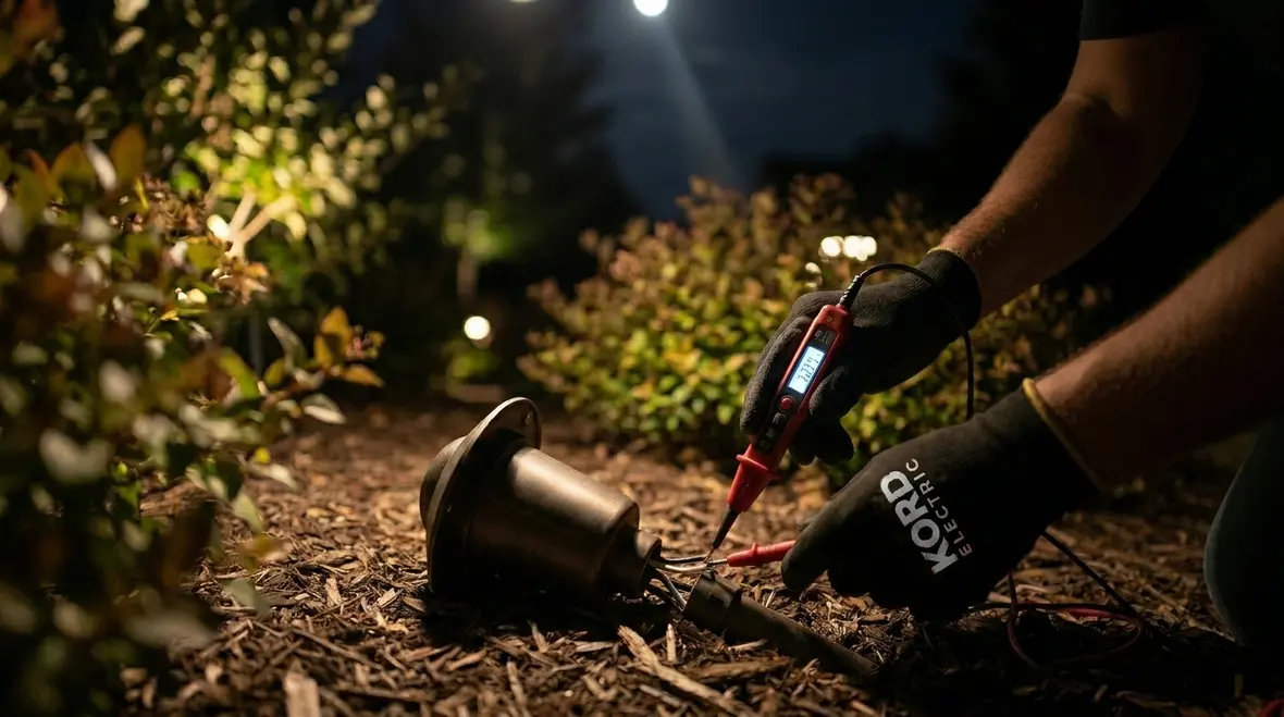 Commercial landscape lighting near ramps, stairs, and vehicle paths