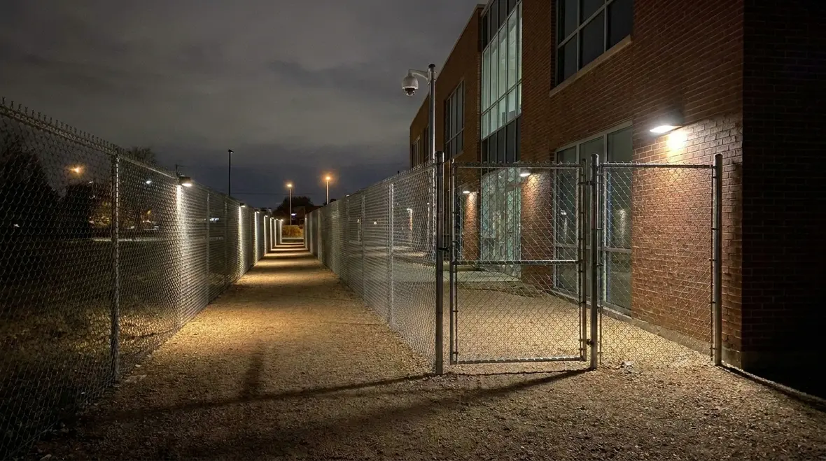 Perimeter commercial landscape lighting for security