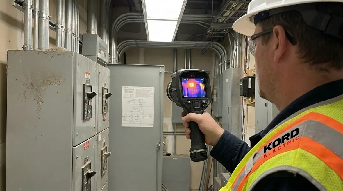 Electrical distribution equipment being inspected to reduce hidden cost drivers