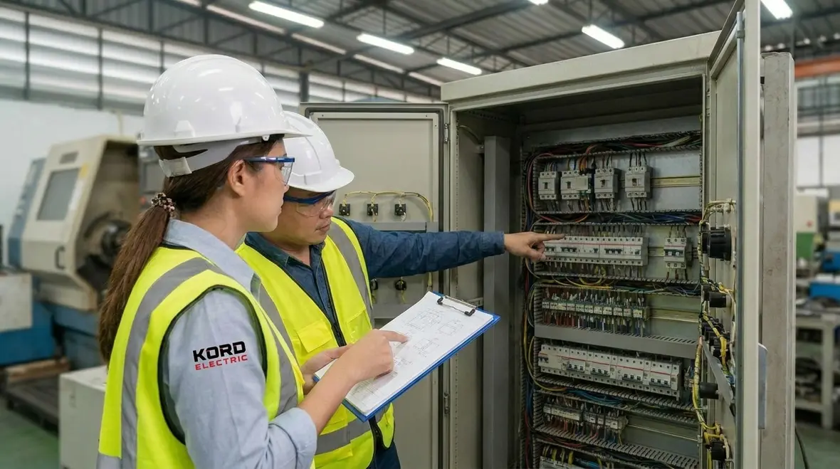 Balanced three phase industrial electrical panel after load adjustments