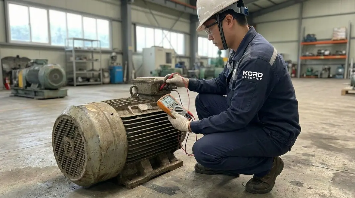 Technician analyzing voltage fluctuations in a commercial electrical room