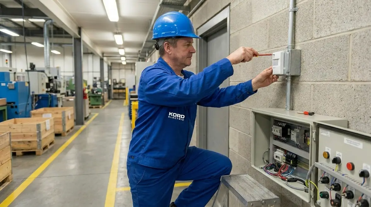 Control panel and sensors managing industrial lighting by occupancy