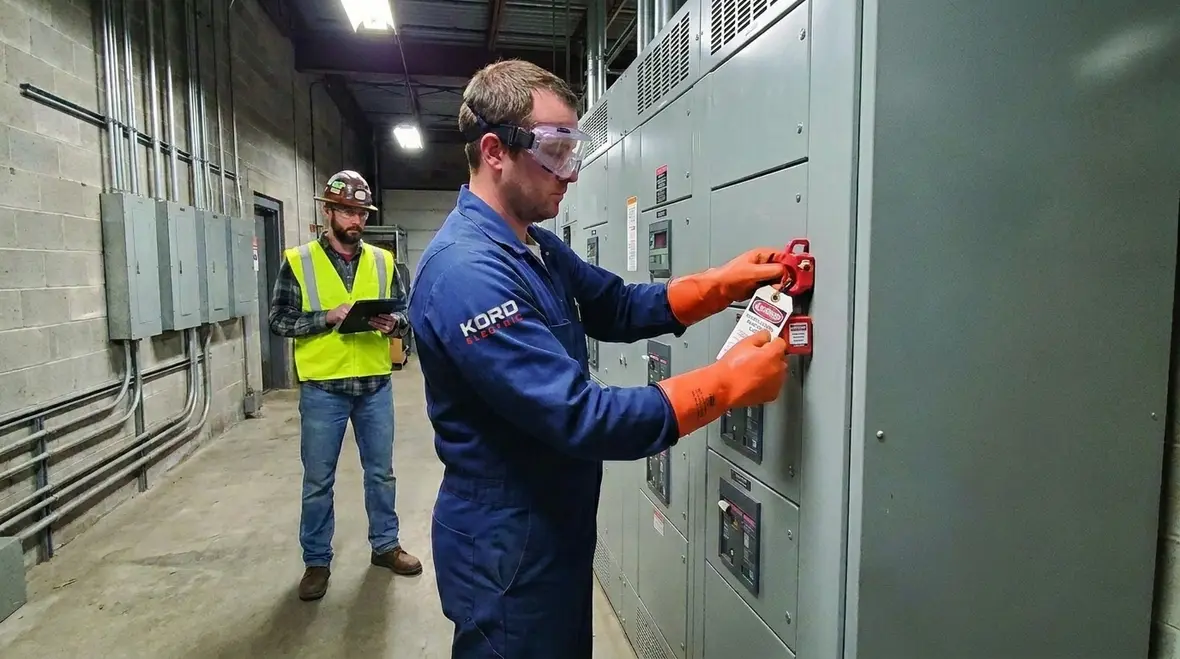 Warehouse lighting and electrical system being evaluated together