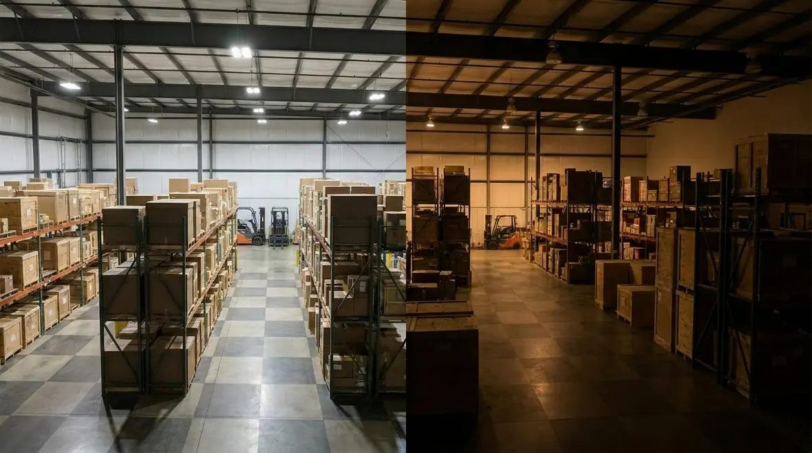 Facility team reviewing smart lighting maintenance alerts to prevent downtime