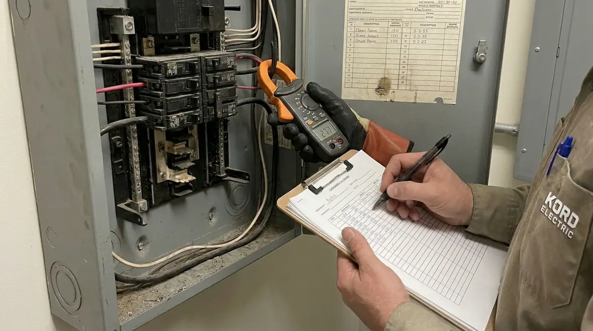 Infrared scan showing hot spots that indicate a commercial subpanel needs a capacity upgrade