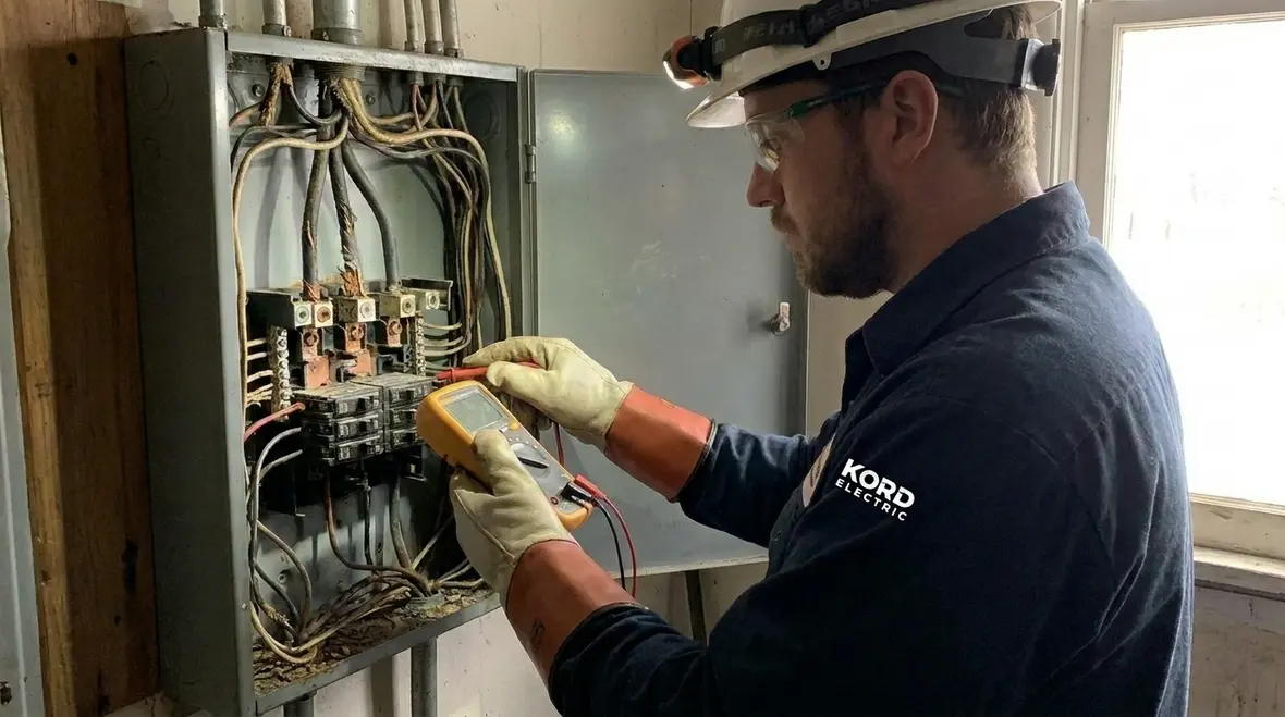 Commercial electrician reviewing commercial subpanel load management strategy