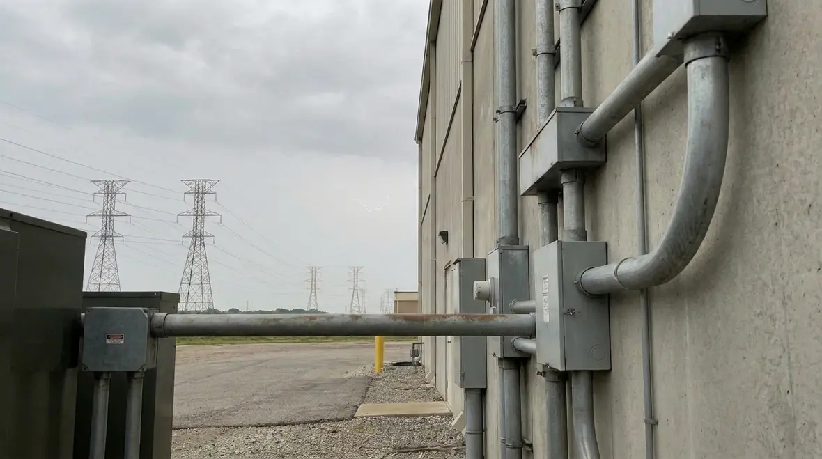 Technician reviewing surge paths in a commercial electrical system