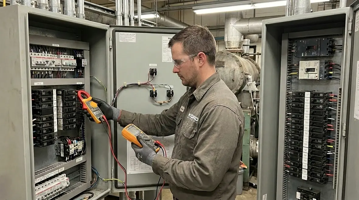 Electrical feeders and terminations inspected for commercial voltage drop issues