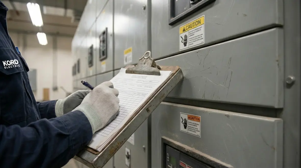 Technician mapping critical industrial loads to emergency power architecture