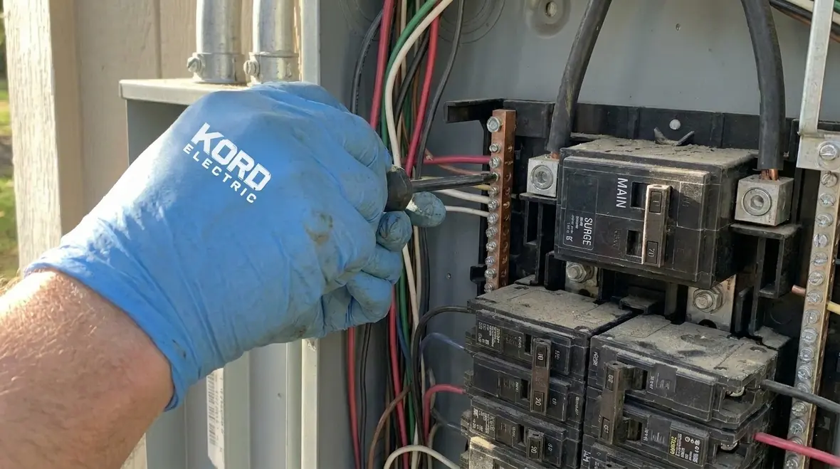 Technician checking protection settings and grounding in a data center