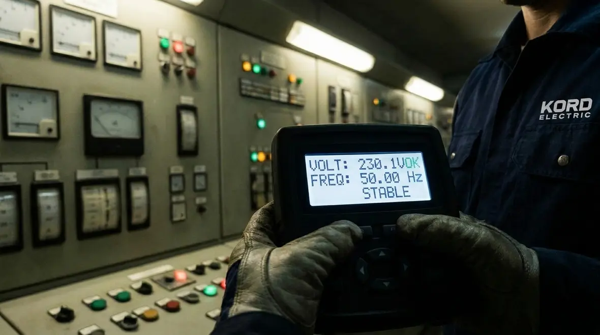 Technician reviewing advanced data center power monitoring dashboard