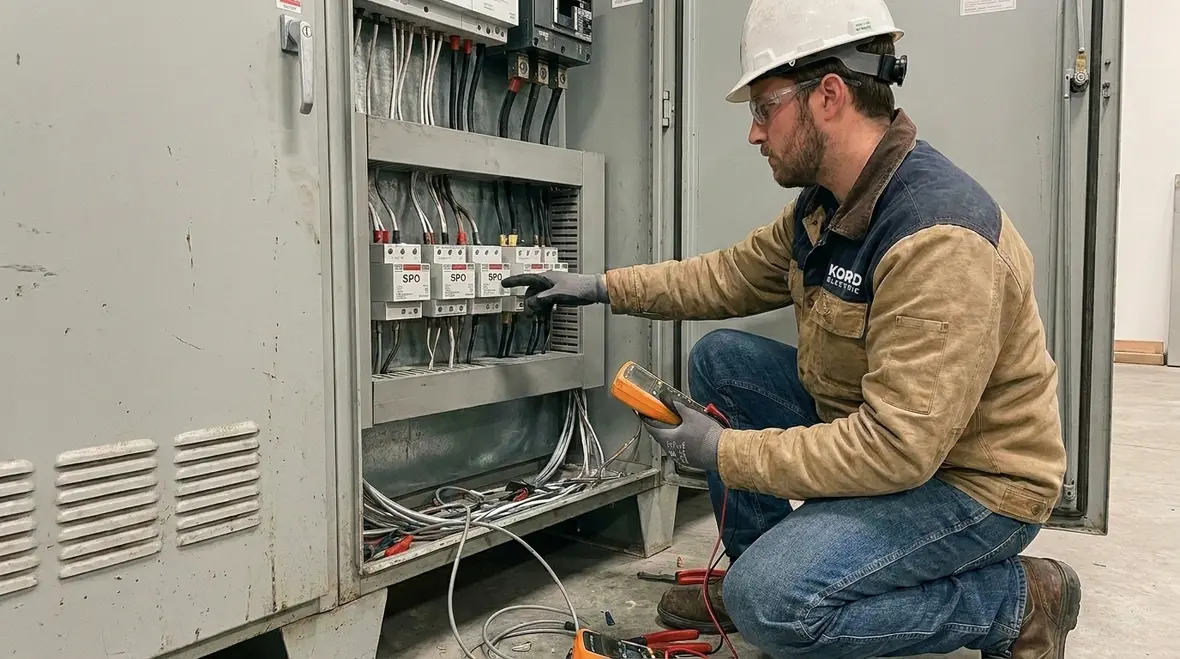 Surge protection equipment in a commercial electrical room