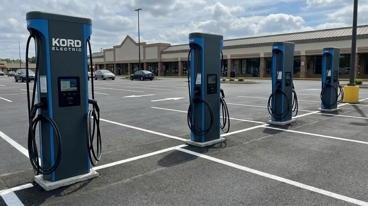 Planned EV charger layout in a commercial parking lot