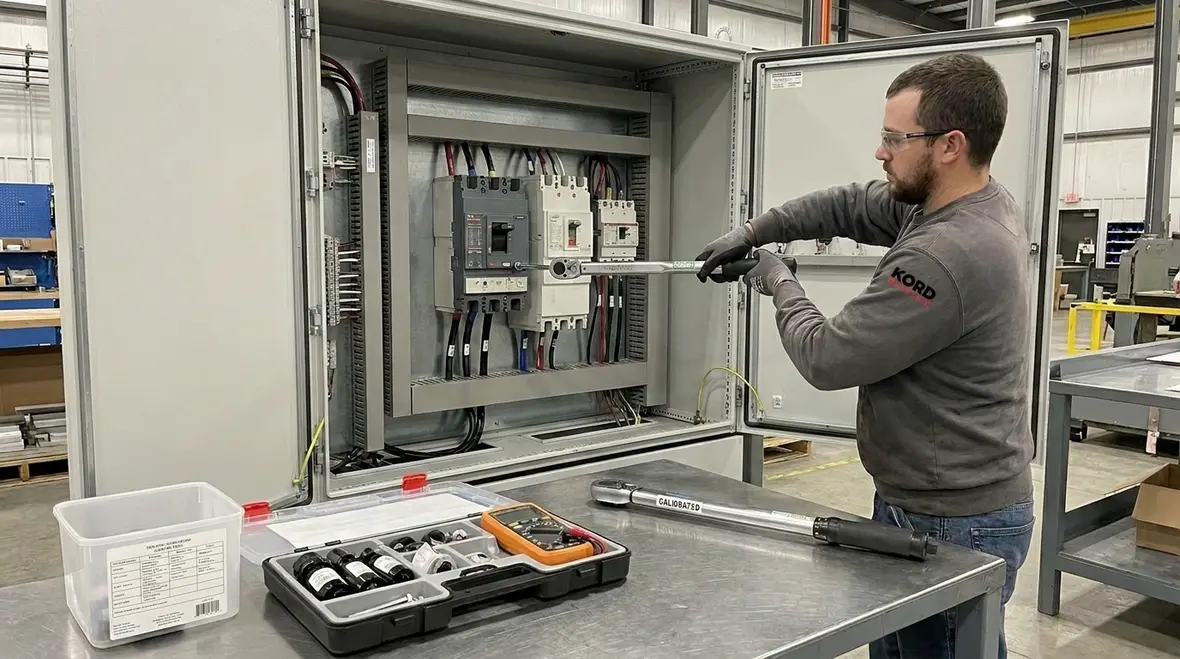 Electrician replacing components to extend electrical distribution panel lifecycle