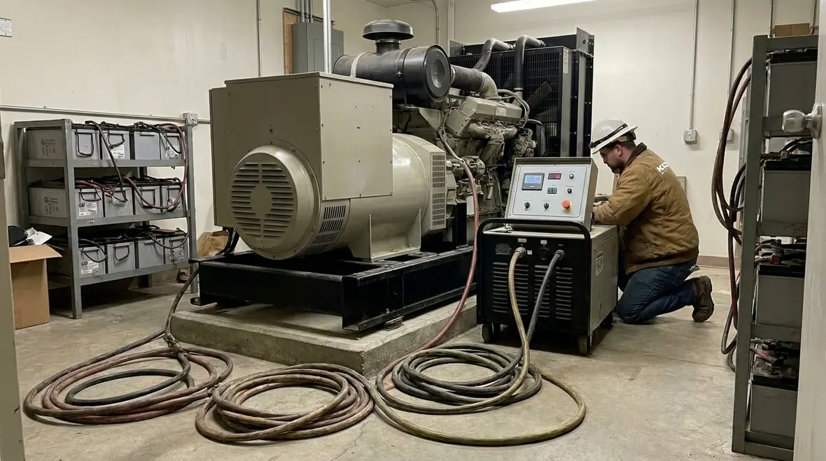 Commercial generator and backup power system during testing