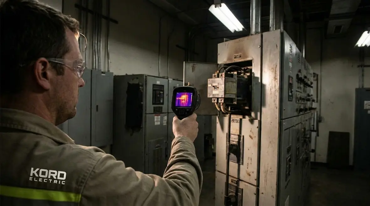 Infrared thermal imaging used during an electrical reliability audit